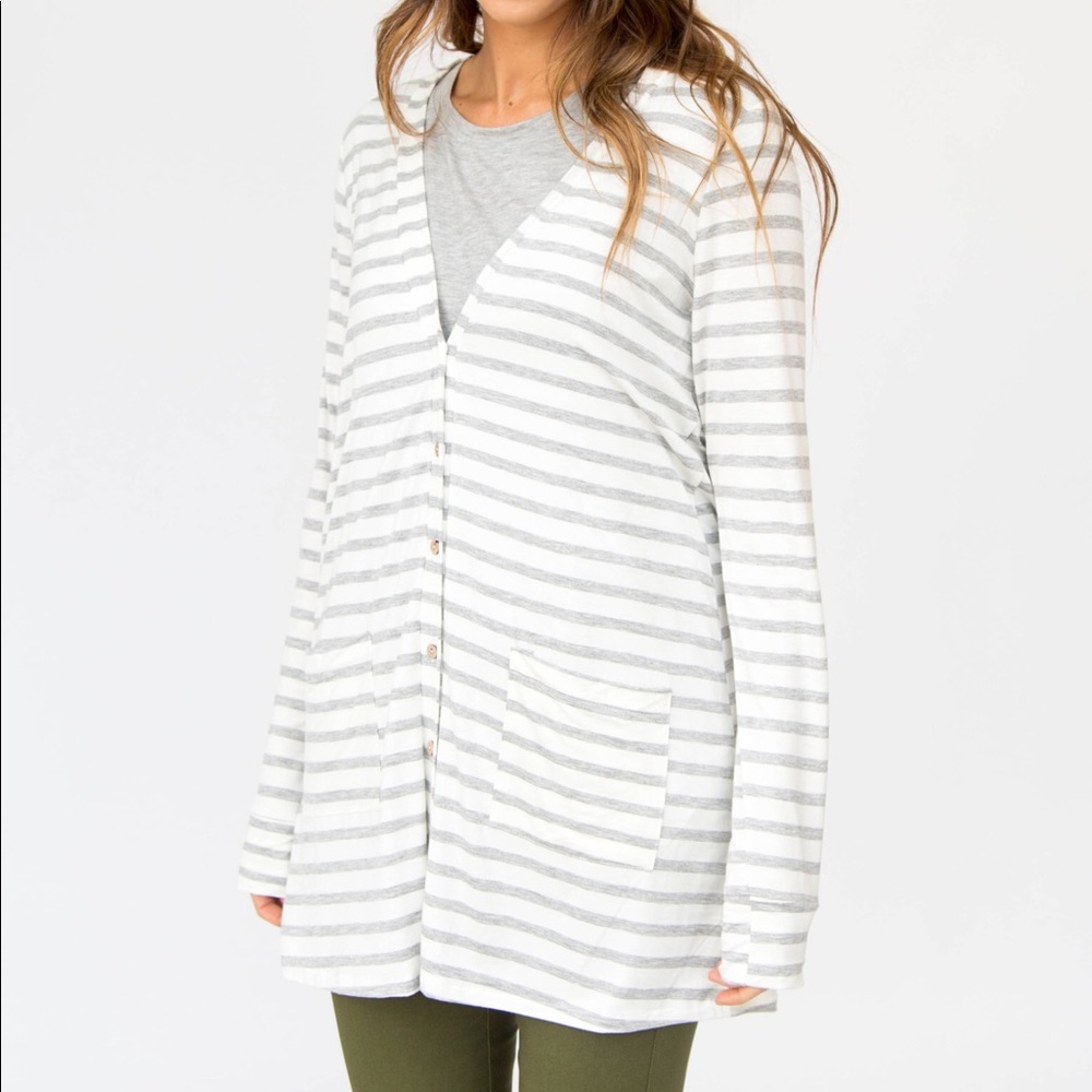 Gray and white stripe Cardi - Picture 1 of 1